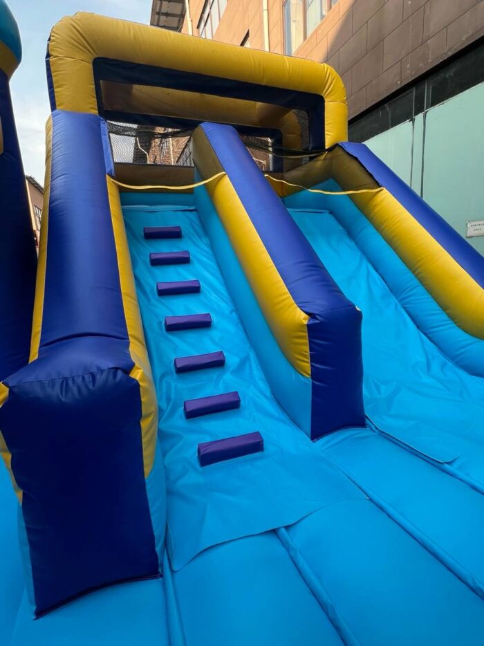 Royal Blue Crown Combo – Dual Lane Slide with Bounce House - Image 2
