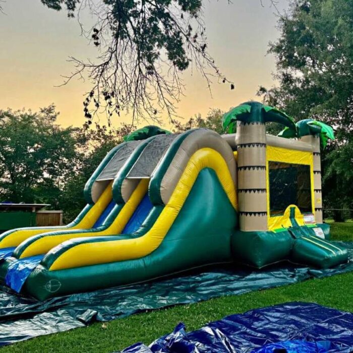 Jungle Rush Double Lane Combo – Bounce House with Dual Water Slides