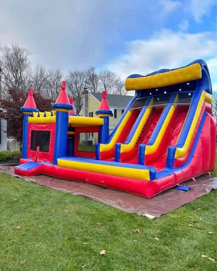 Twin Tower Extreme Slide Combo – Giant Bounce House with Dual Slide