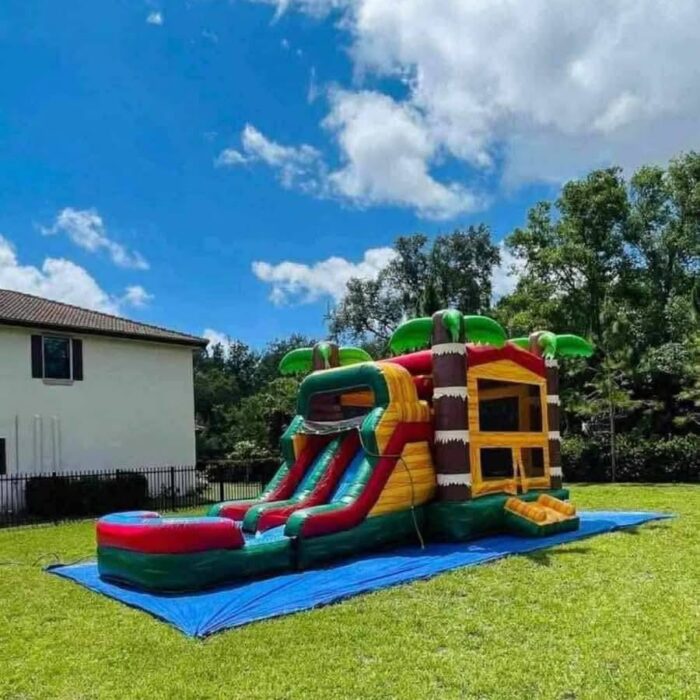 Tropical Fiesta Combo – Bounce House with Dual Lane Waterslide