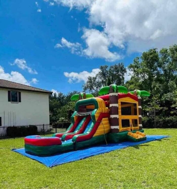 Tropical Fiesta Combo – Bounce House with Dual Lane Waterslide