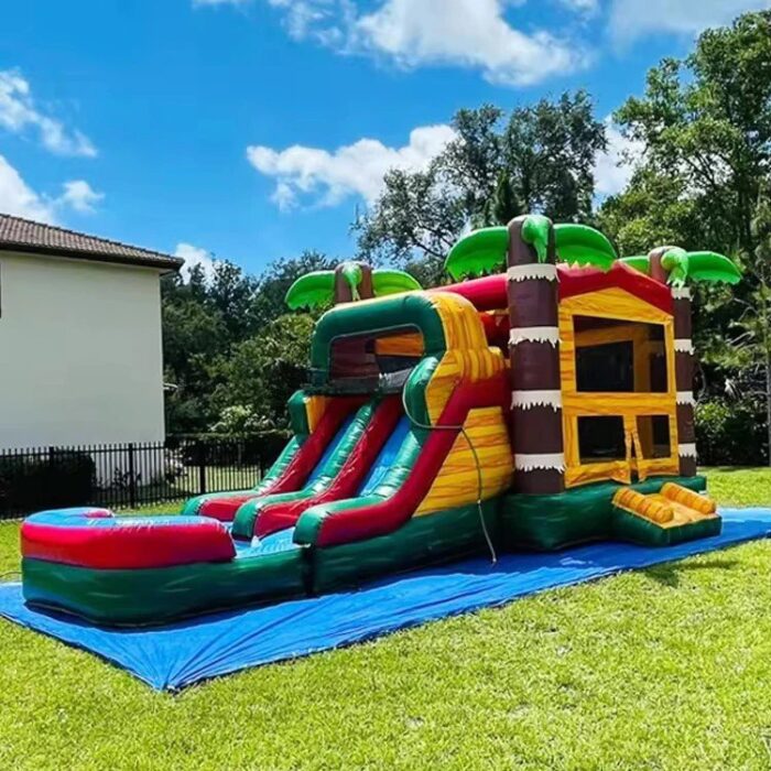 Tropical Fiesta Combo – Bounce House with Dual Lane Waterslide