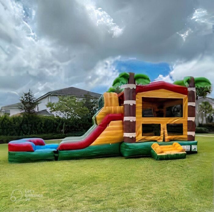 Tropical Fiesta Combo – Bounce House with Dual Lane Waterslide - Image 3