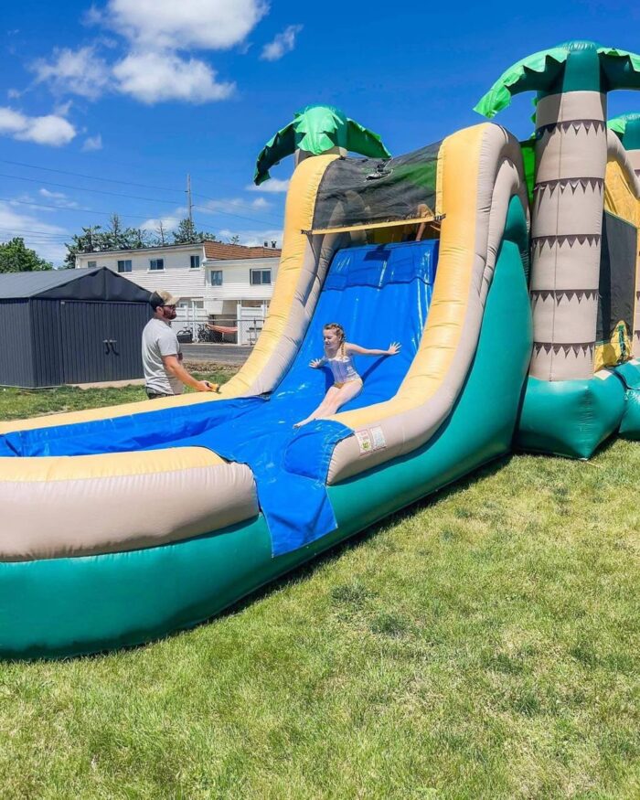 Tropical Island Curve Combo – Bounce House with Long Waterslide - Image 3